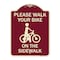 Signmission Pavement Stencil Please Walk Your Bike on Sidewalk Heavy-Gauge Alum Sign, 24" x 18", BU-1824-23338 A-DES-BU-1824-23338 - alternate 1